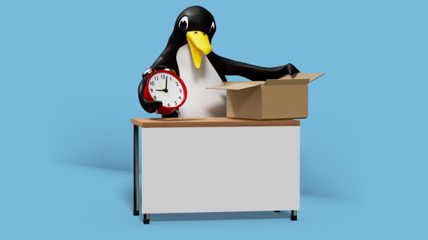 !!!Pinguin packt einen roten Wecker in ein Paket!!!, 