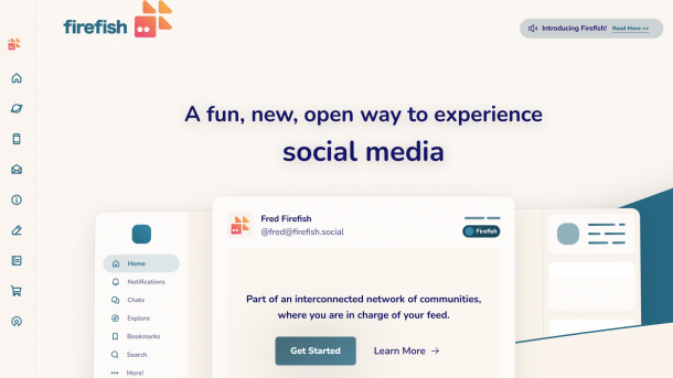 Screenshot der Startseite von joinfirefish.org