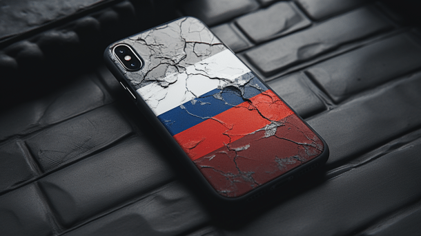 Russische Flagge auf einem iPhone
