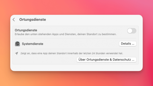 Ortungsdienste in macOS 13.5