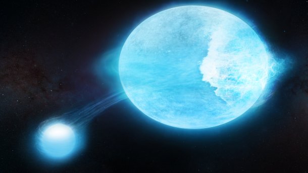 Zwei blaue Sterne, die miteinander interagieren