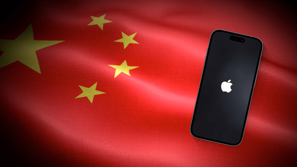 Chinesische Flagge mit iPhone