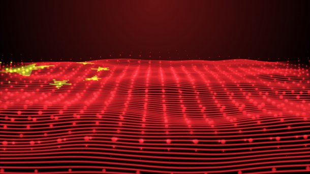 Chinesische Flagge aus leuchtenden Punkten