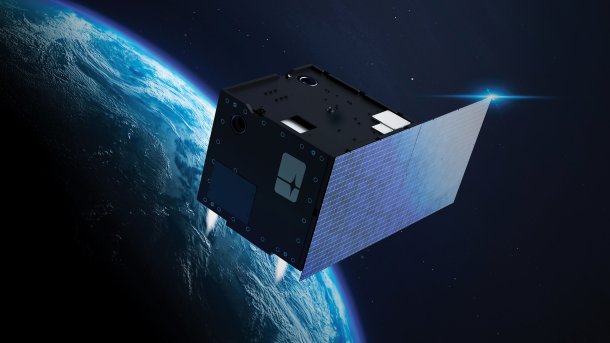 Satellit mit der Erde im Hintergrund