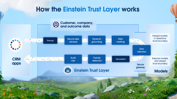 Präsentationsfolie die Funktionsweise des Einstein-Trust-Layers schematisch darstellt