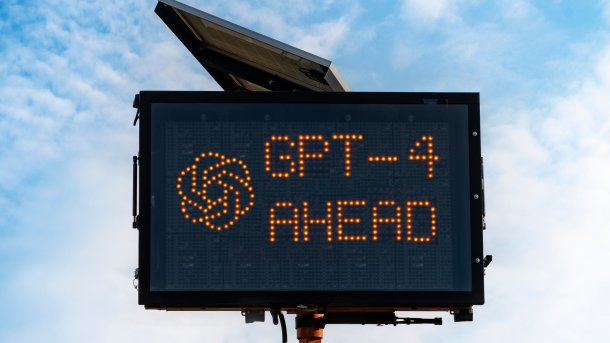 GPT-4 auf einem digitalen Schild