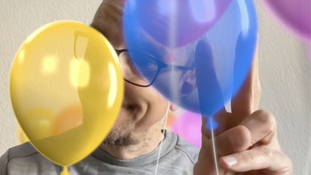 Luftballons in Videokonferenz