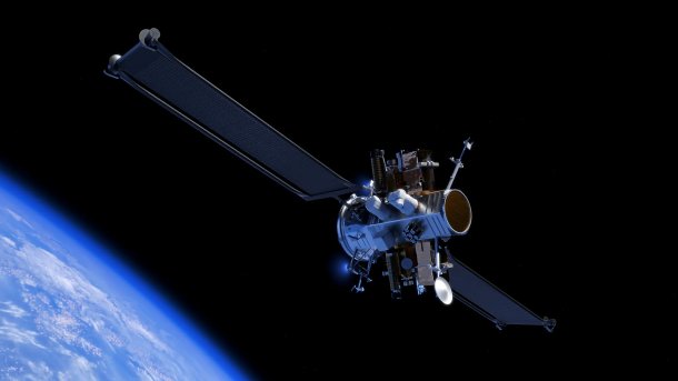 Blue Ring von Blue Origin im Weltraum über der Erde