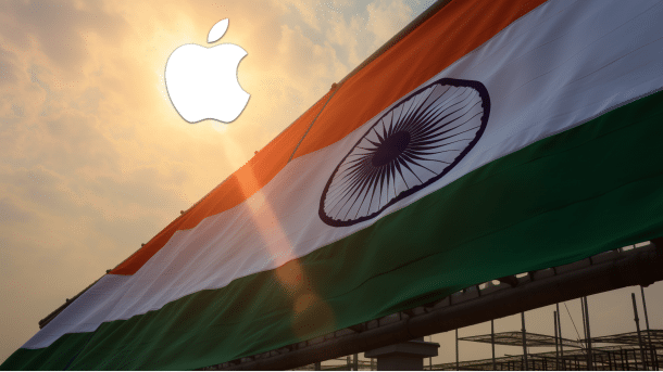 Indische Flagge und ein Apple-Logo.