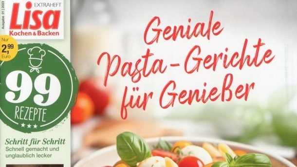 Titelzeile "Geniale Pasta-Gerichte für Genießer"