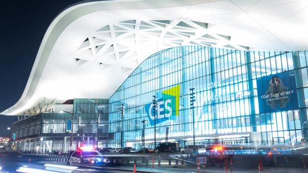 Eingang zur neuen West-Halle des Las Vegas Convention Centers während der CES 2023.