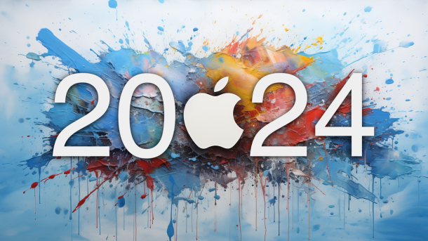 Apple-Logo und die Zahl 2024