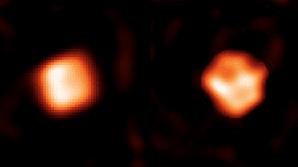 Zwei Aufnahmen es unregelmäßig geformten Sterns