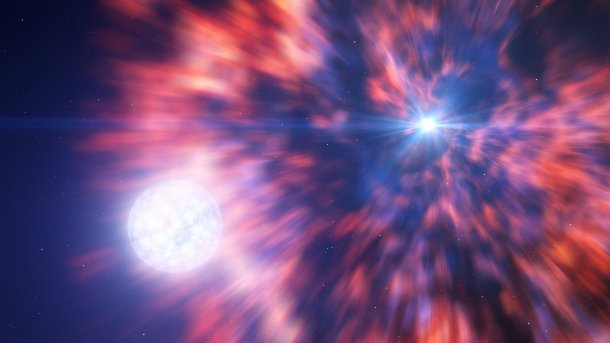 Darstellung einer Sternexplosion und eines nahen Sterns