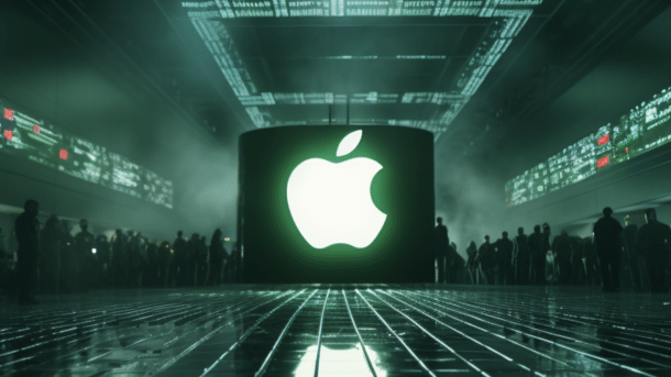 Apple-Logo mit grünem Hintergrund