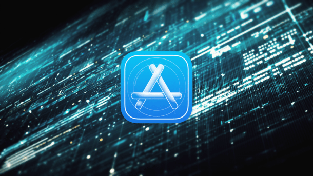 Futuristische Datenmatrix mit Apple-Developer-Icon
