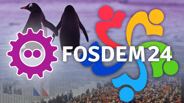 FOSDEM- mit ALma Linux-Logo