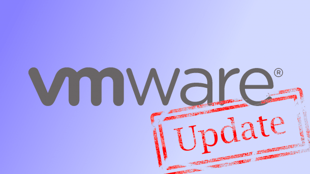 Update-Text mit VMware-Logo vor Farbverlauf