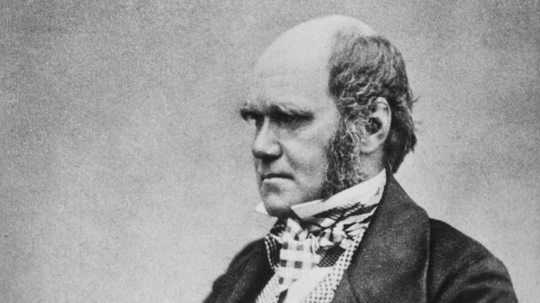 Schwarz-weiße Fotografie des Naturforschers Charles Darwin