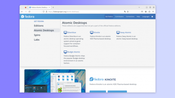 Screenshot vom Fedora Atomic Desktop