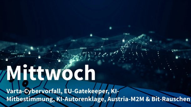 Symbolbild dunkler Vernetzung; Mittwoch: Varta-Cybervorfall, EU-Gatekeeper, KI-Mitbestimmung, KI-Autorenklage, Austria-M2M & Bit-Rauschen