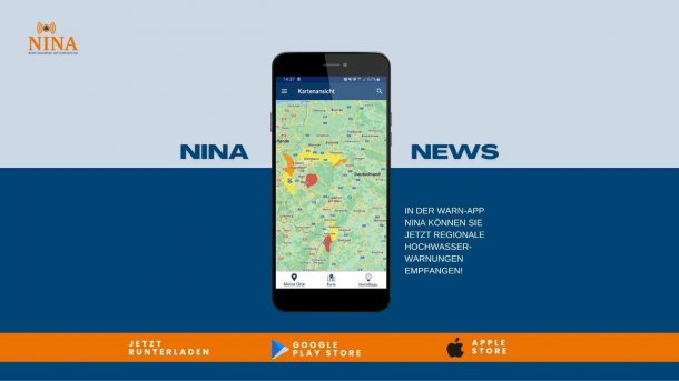 Warn-App Nina zeigt lokale Hochwasserinformationen​