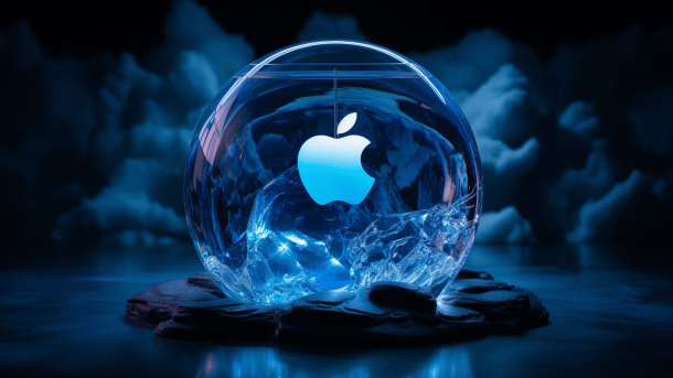 Apple-Logo in einer Glaskugel