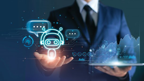 Businessman,Holding,Digital,Chatbot,Are,Assistant,Conversation,For,Provide,Access