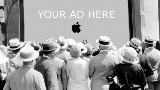 Apple-Logo und Werbefläche