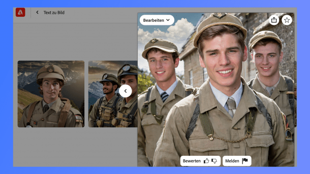 Adobes Firefly hat Bilder generiert, die deutsche Soldaten des Zweiten Weltkriegs zeigen. ​