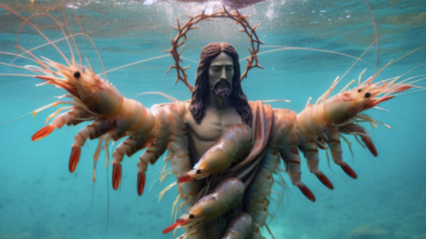 Ein Jesus aus Shrimps. 