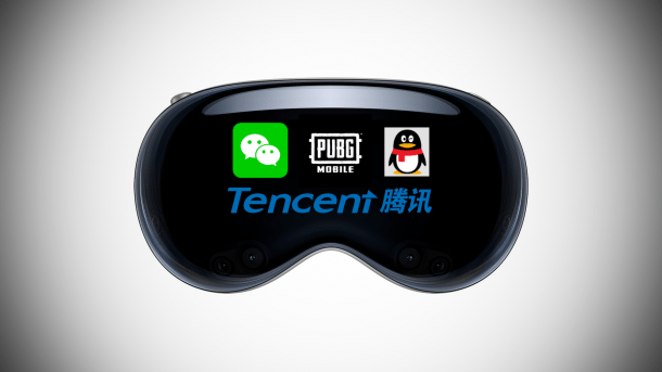 Vision Pro mit Logos von Tencent-Apps