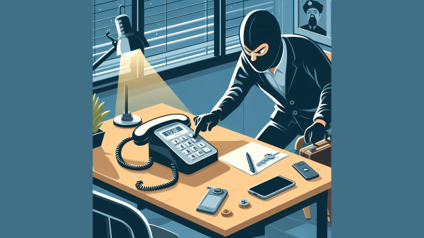 Stilisiertes Bild: Einbrecher am Telefon