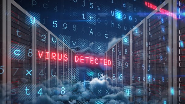 Virus detected steht vor Servern