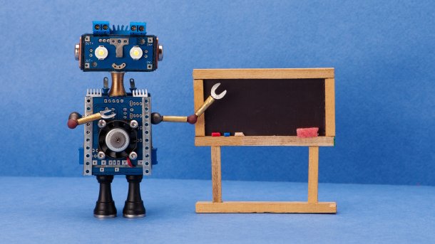 Distance,Education,Online,Learning,Concept.,Robot,Teacher,,Abstract,Classroom,Interior