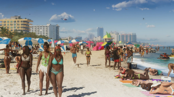 Screenshot aus dem Trailer zu "GTA 6"​ zeigt Strandbesucher