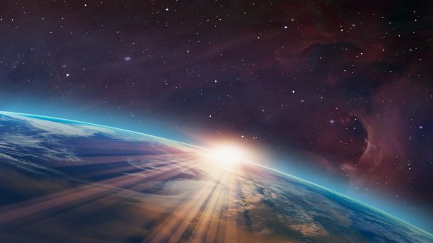 Sonnenaufgang hinter der Erde 