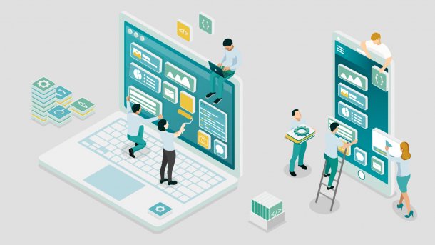 Personen setzen eine GUI zusammen