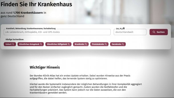 Screenshot von der Website Bundes-Klinik-Atlas.de