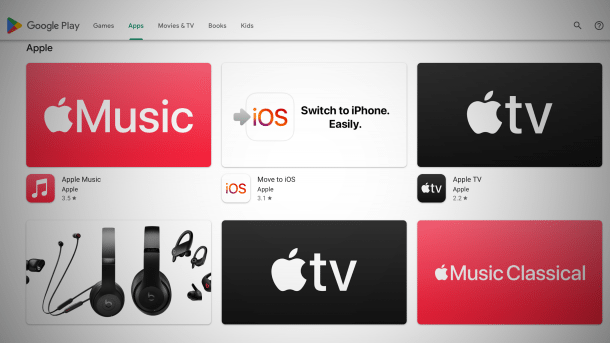 Apple-Apps im Play Store