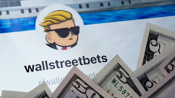 Bild des Subreddits wallstreetbets mit Geldscheinen davor