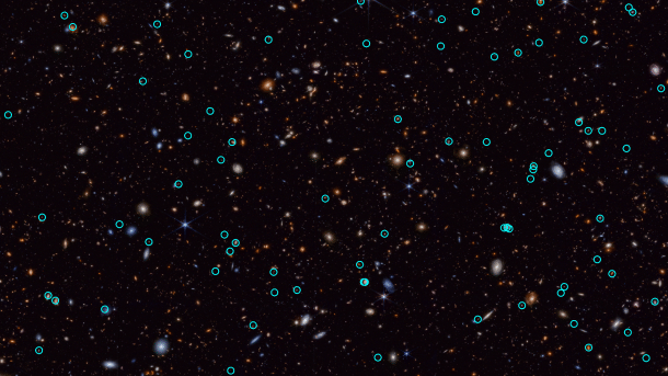 Image of galaxies with many small circles
