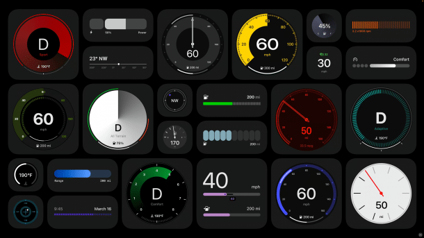 Examples of customized instrument displays in next-generation CarPlay