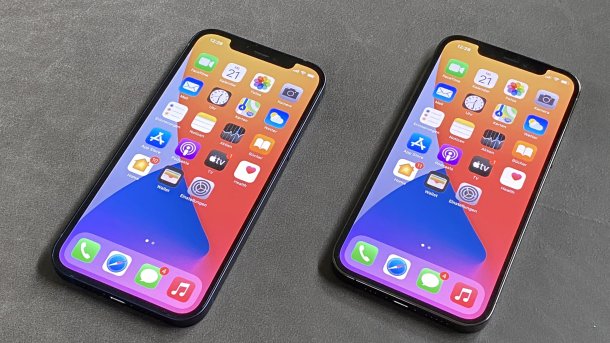 iPhone 12 next to iPhone 12 Pro