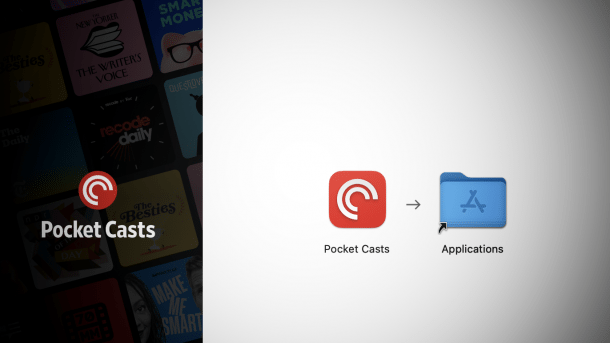 Installationsbildschirm von Pocket Casts 2 im Finder