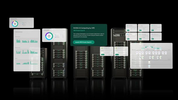 HPE Server mit GUI-Fenstern davor