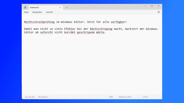 Editor with words marked as incorrect