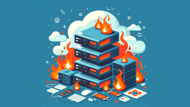 Stylized graphic: Burning appliances in the network