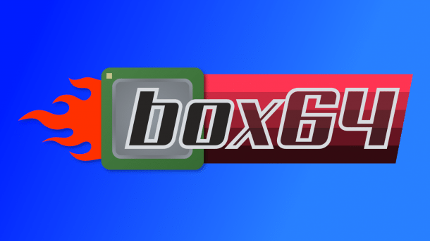 Box64-Logo auf Farbverlauf-Hintergrund