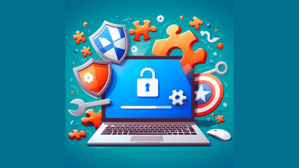 Stilisiertes Bild: Software-Update auf Laptop